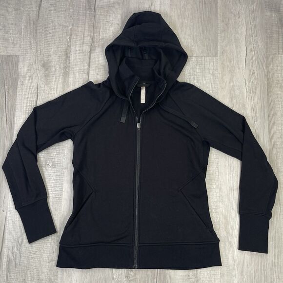 Athleta Jackets & Blazers - Athleta Black Triumph Full Zip Hoodie Jacket size Large Athletic Thumb Holes I
